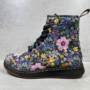 Dr Martens Newton Floral Canvas Lace Up Boots - Women's Size 6 - Multicolor